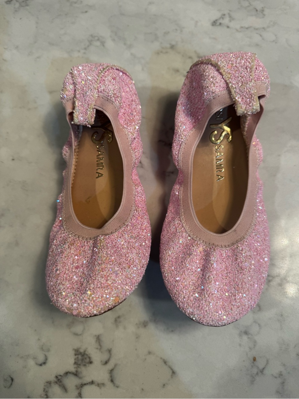 Yosi Samra Pink Glitter Girls Ballet Flats size 2